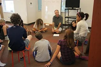 A learner in the Discovery Studio